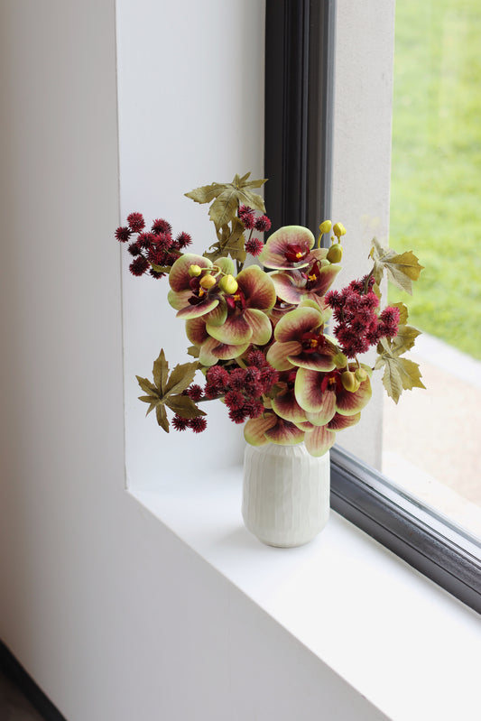 Faux orchid & Ricinus posy