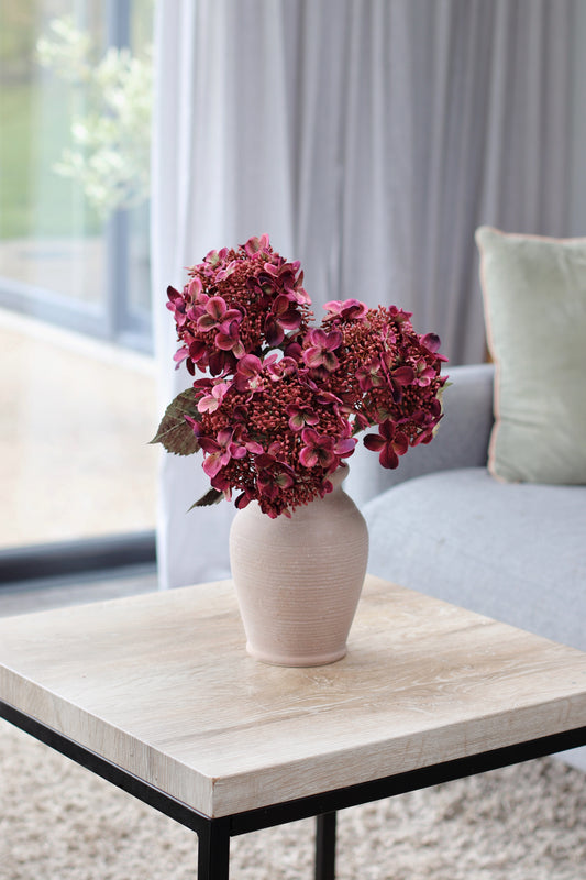 Faux burgundy hydrangea stem