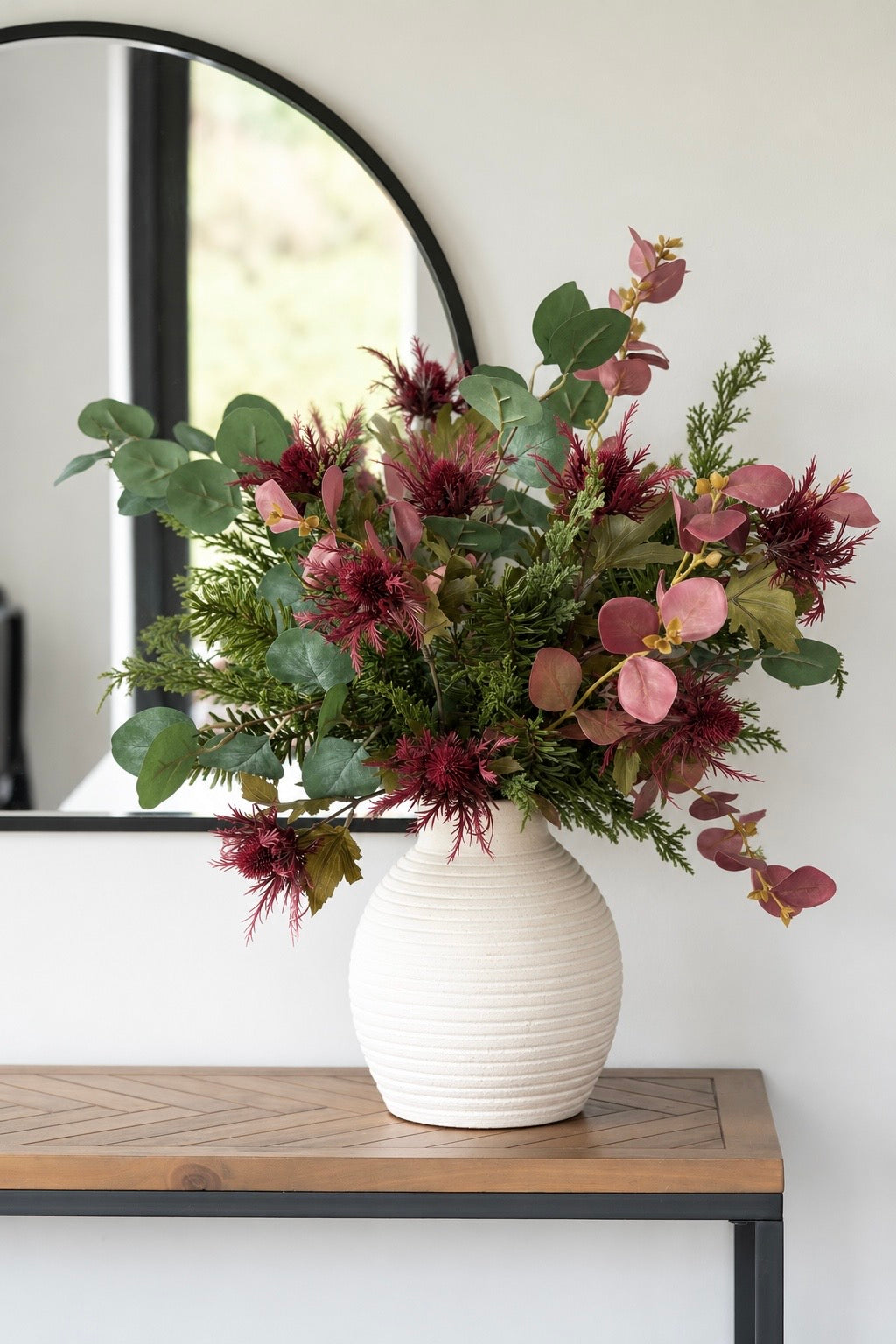 Faux flower arrangements