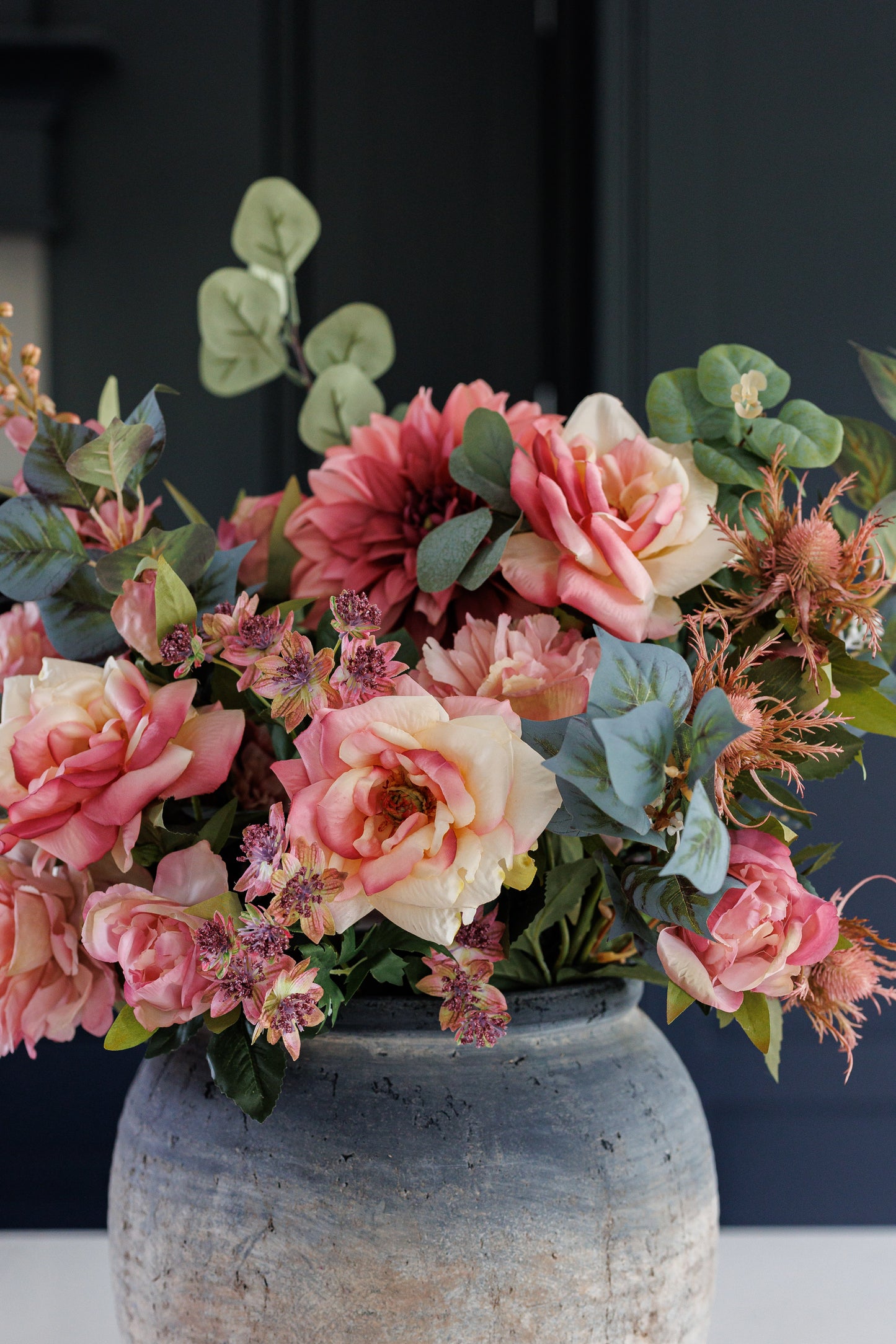 Faux summer pinks arrangement