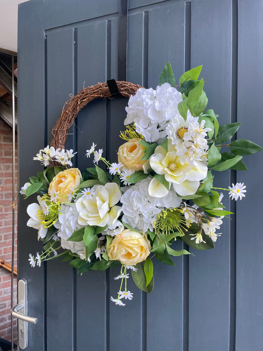 Faux butter yellow wreath