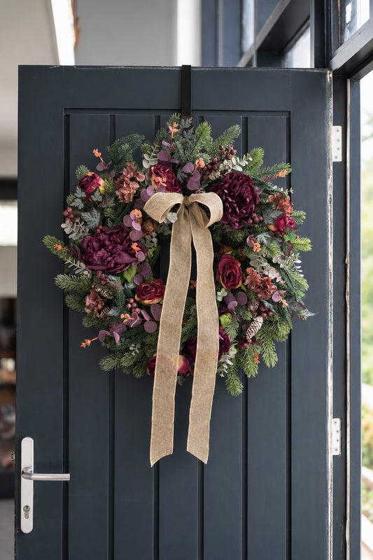 Faux peony & rose wreath