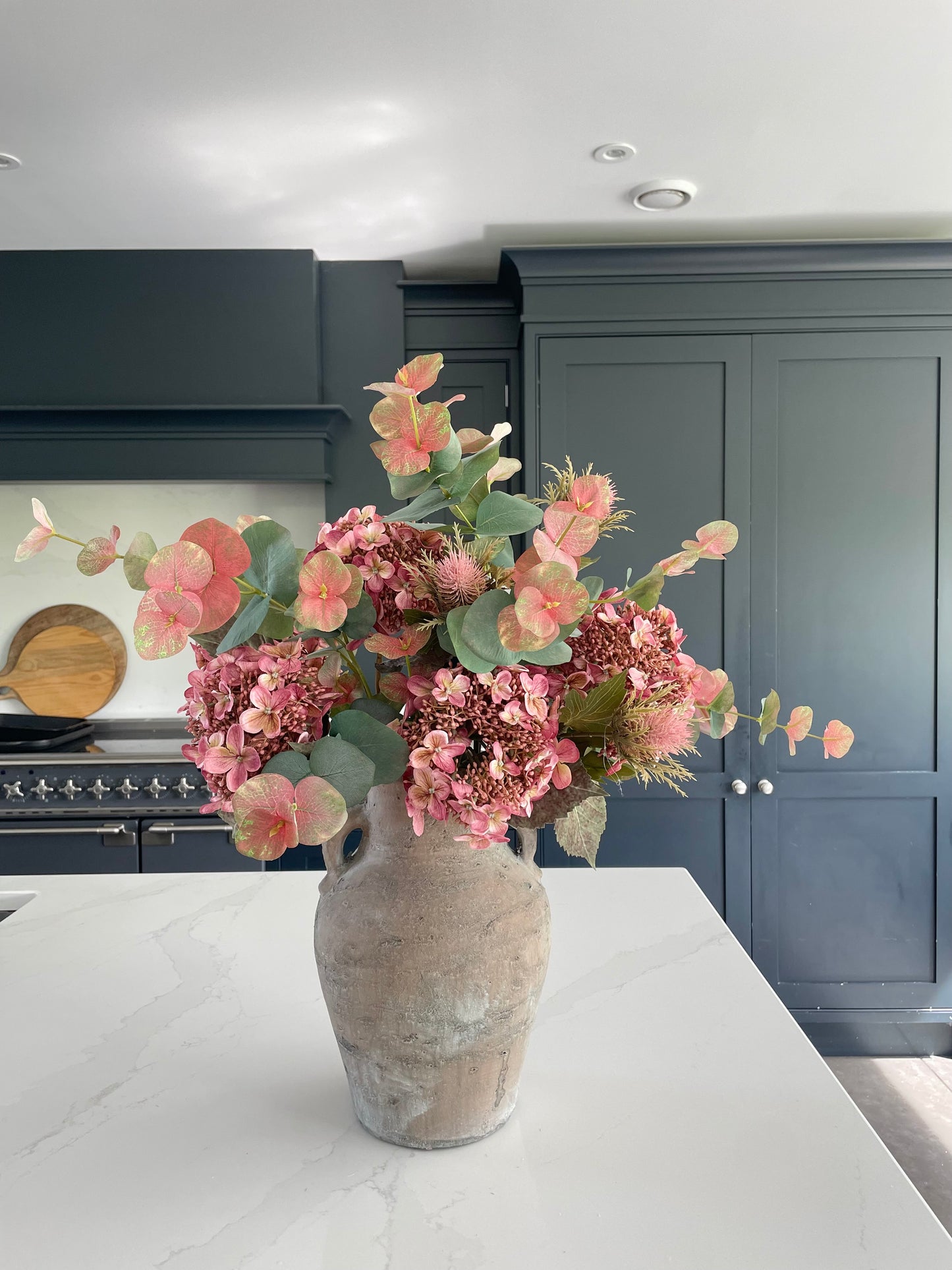 Vintage pink hydrangea arrangement
