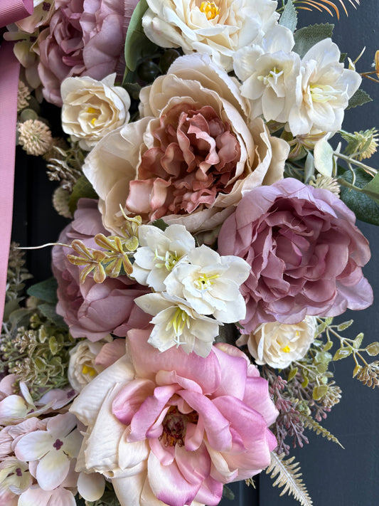 Blush peony faux wreath