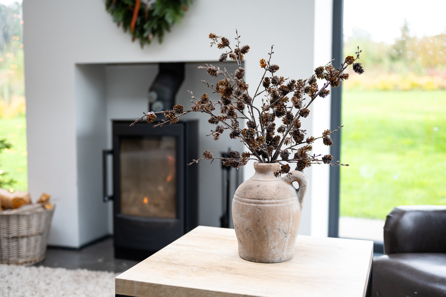 Faux pine cone arrangement