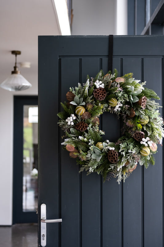 Faux white berry + lime Christmas wreath