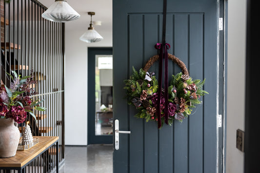 Faux half mulberry peony wreath