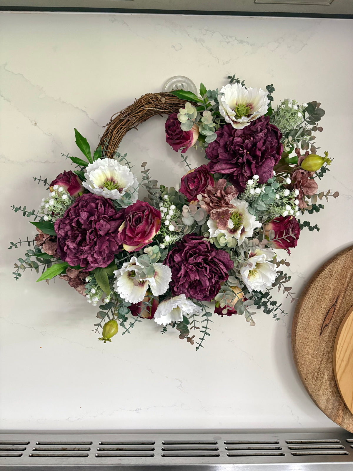 Half peony & poppy wreath
