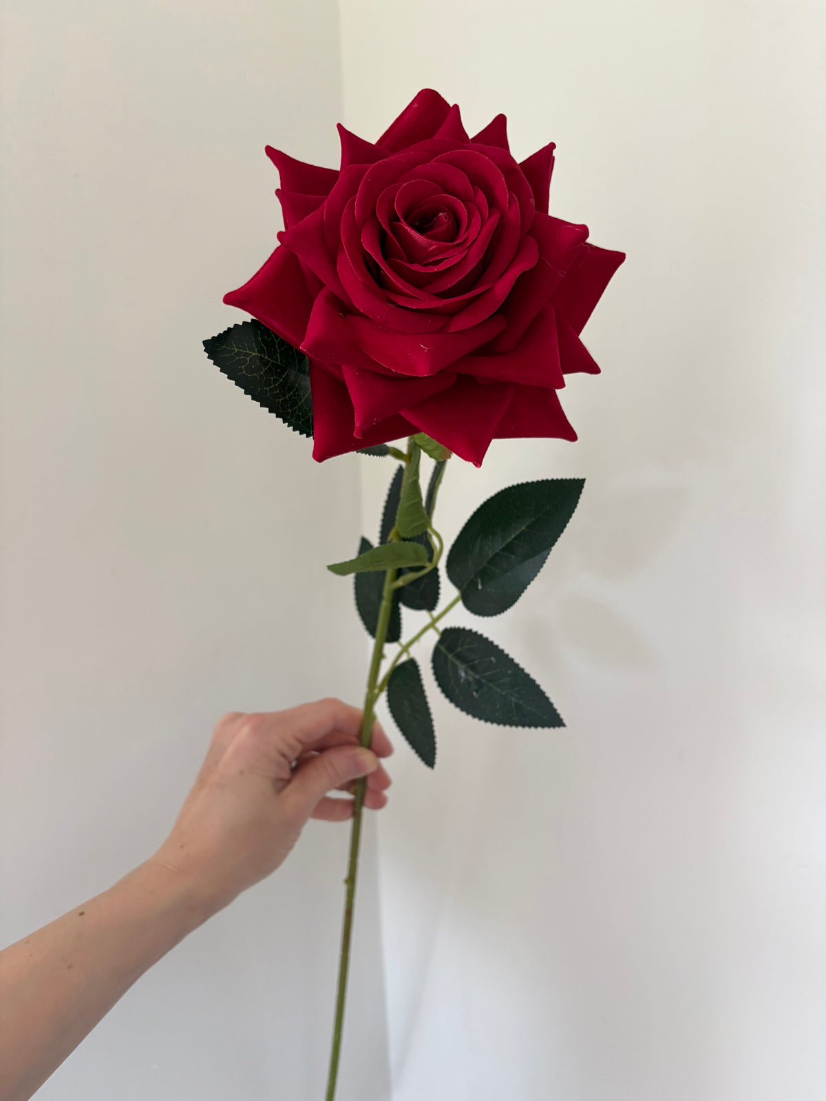 Faux red rose stem