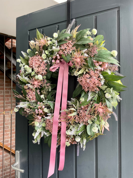 Dusky pink elderberry faux wreath