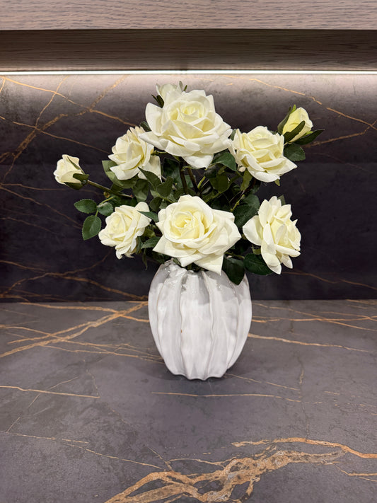 Faux ivory rose posy