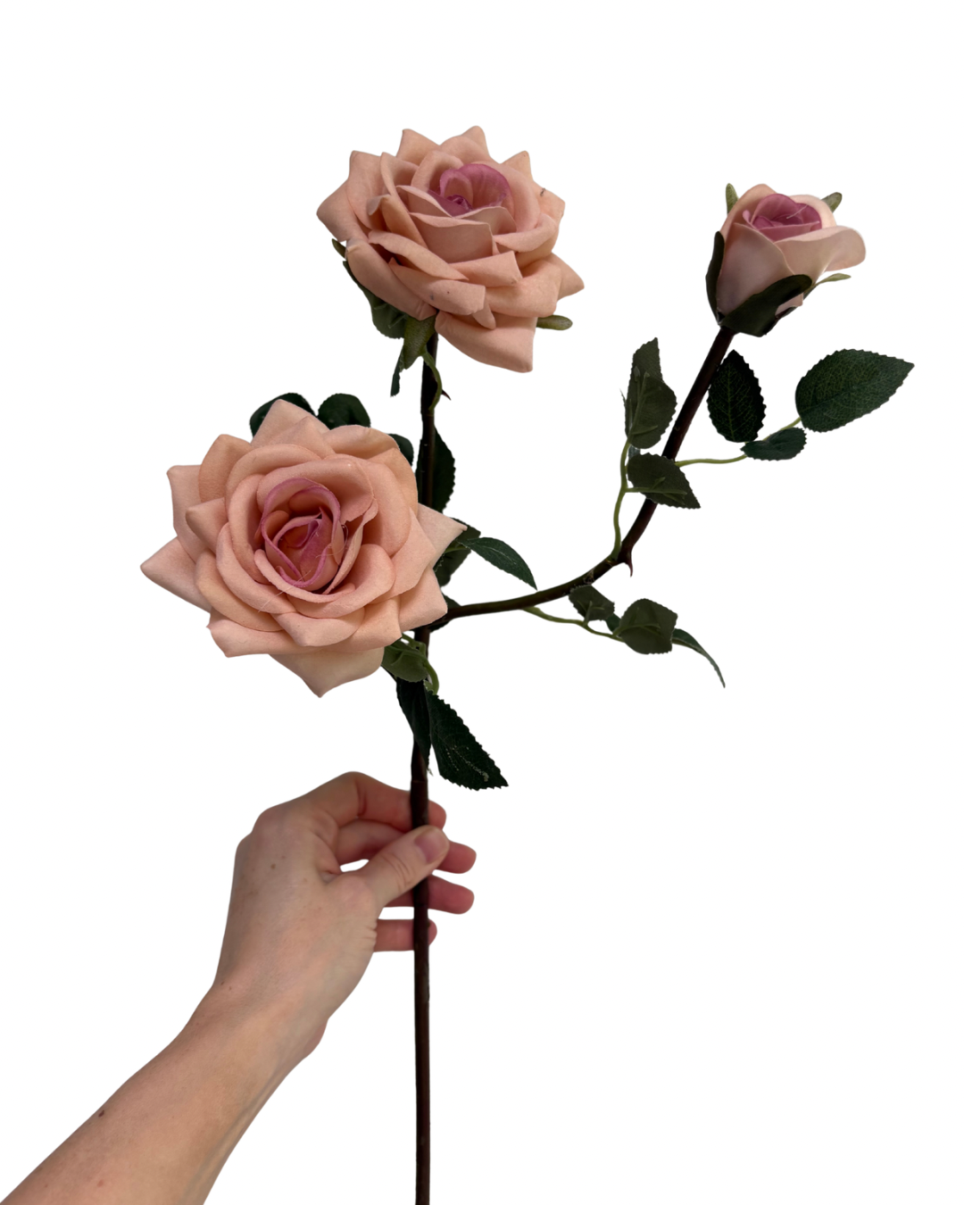 Faux blush peach rose stem