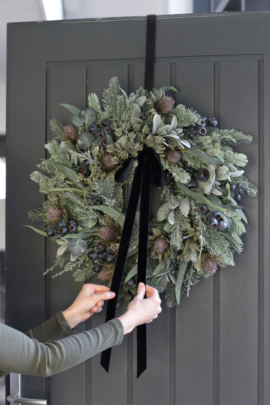 The blueberry faux wreath