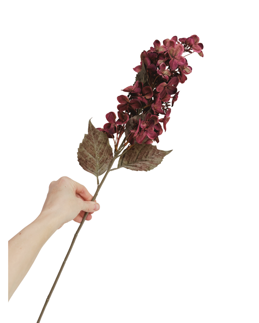 Faux tall burgundy hydrangea stem