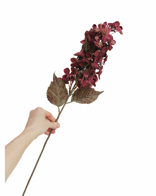 Faux tall burgundy hydrangea stem