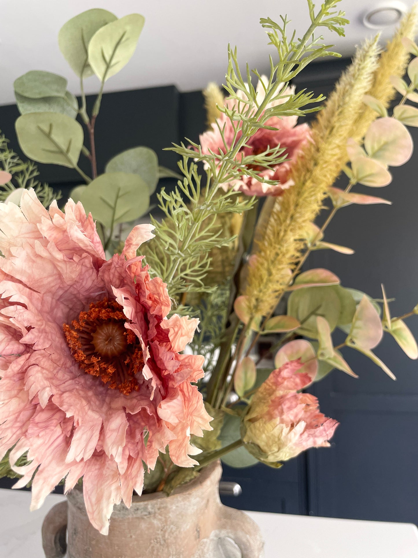 Faux dusky pink poppy bouquet