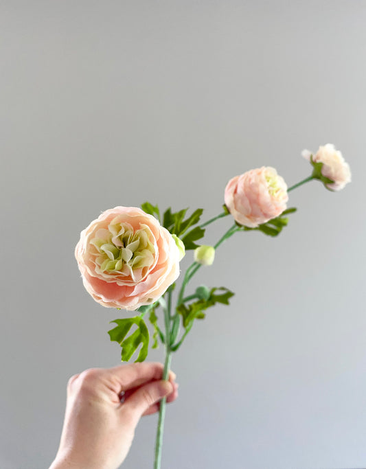 Faux pink ranunculus stem