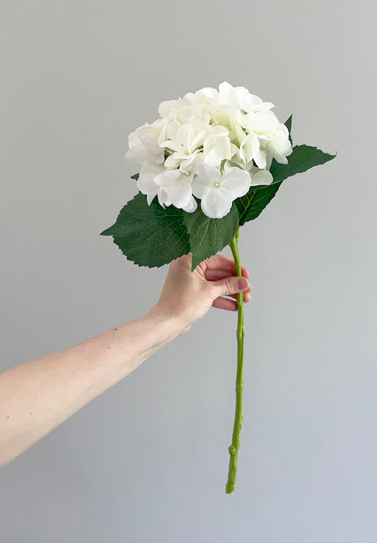 Faux white hydrangea stem