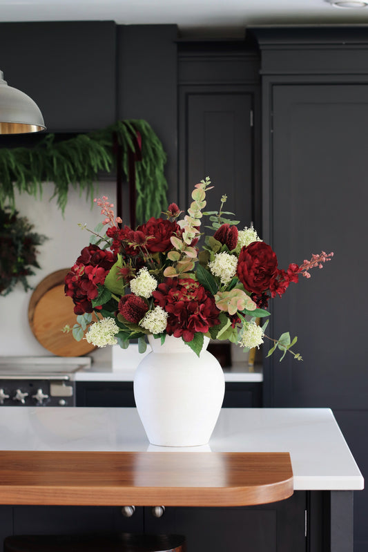 Faux hydrangea & peony arrangement
