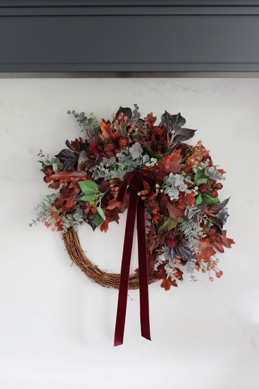 Faux berry & burgundy wreath