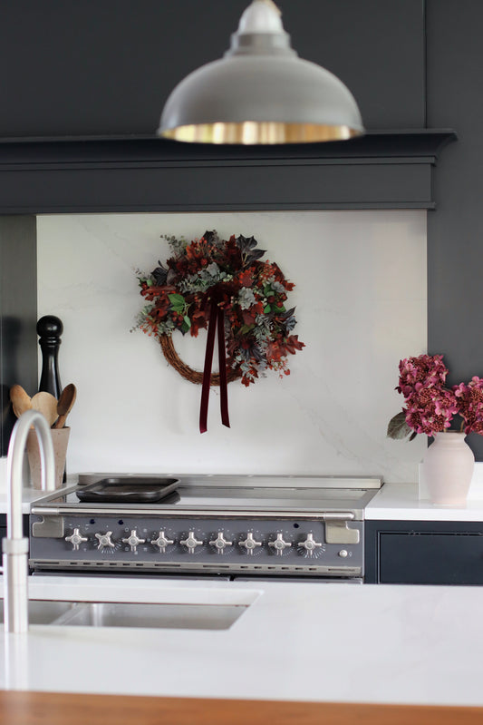 Faux berry & burgundy wreath