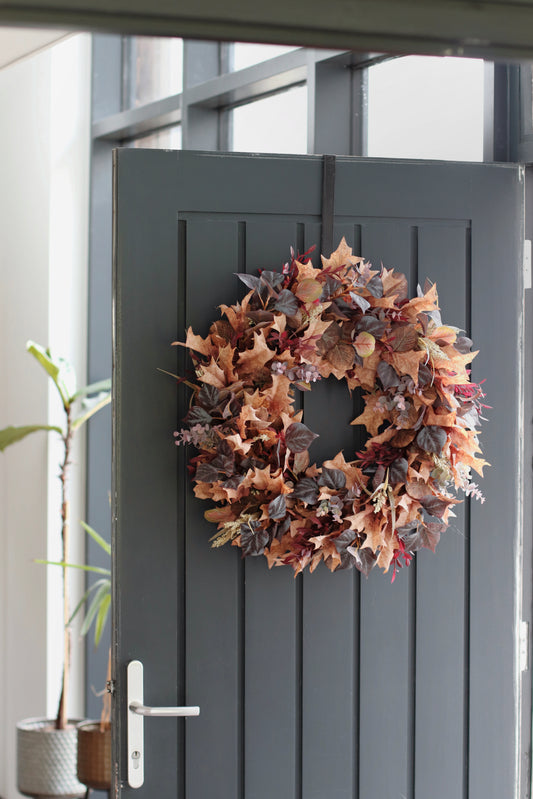 Faux autumn mocha wreath
