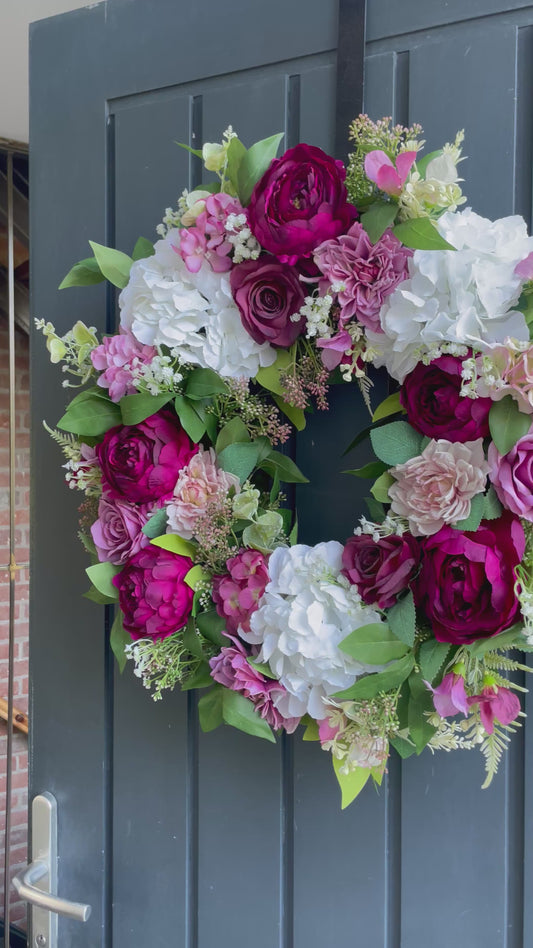 Faux summer blooming wreath